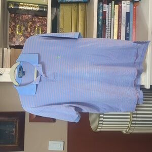 Polo Ralph Lauren Blue and Orange Stripped Short Sleeve Polo Shirt Size XL